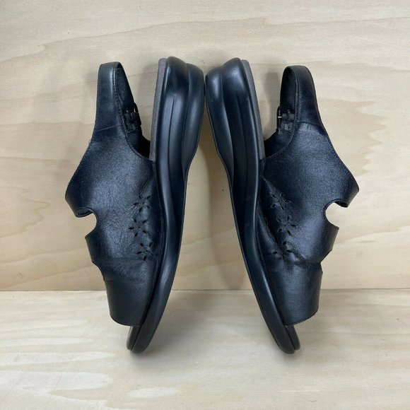 SAS Tripad Comfort Womens Leather Buckle Hook Loop Black Slingback Sandals Sz 9 - Picture 6 of 9